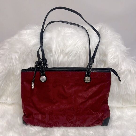 Brighton Mevelyn Red Canvas Tote with Leather Trim B30 - Picture 1 of 13